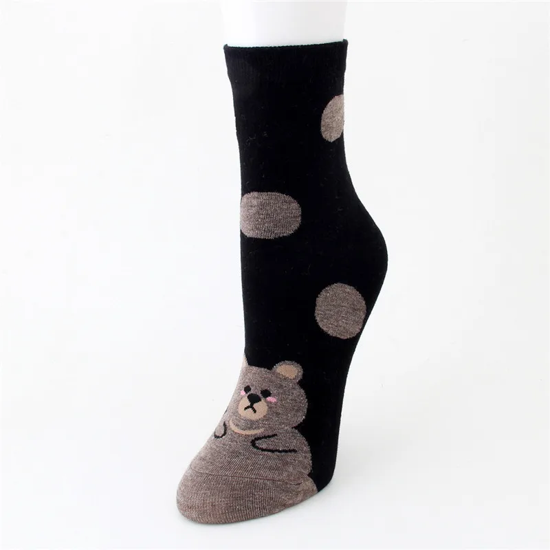 Kawaii Women Animal Cotton Socks Autumn-Winter Simple Lovely Female Ladies Cartoon Sweet Patterned Casual Funny Socks