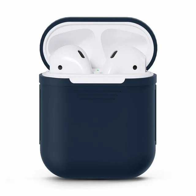 Мягкий силиконовый чехол, наушники для Apple Airpods, Bluetooth, беспроводные наушники, коробка для телефона Air Pods, вкладыши наушников, сумка - Цвет: Синий