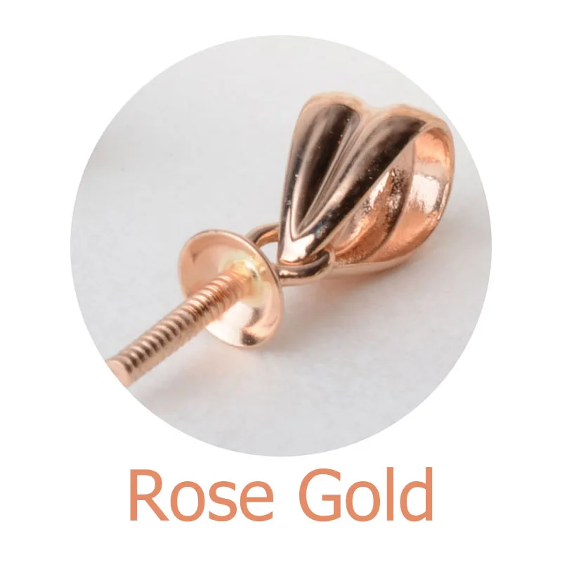 Rose Gold 18 карат Золотая подвеска-Бейл соединение-защелка, колпачки из бисера с колышком для полупросверленные бусины кулон ожерелье diy - Color: Rose Gold