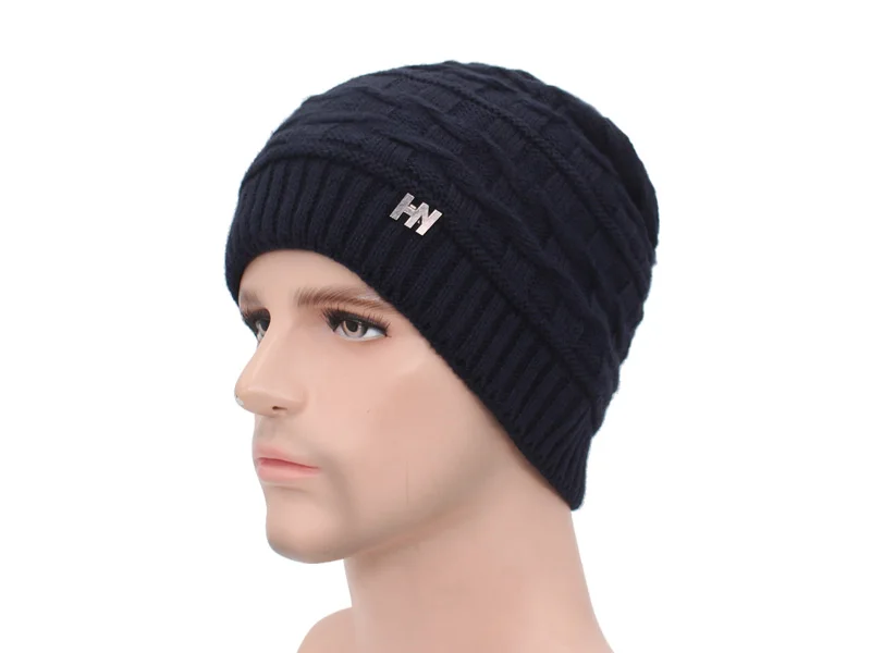 Брендовые зимние вязанные шапочки Skullies Beanies мужские зимние шапки для мужчин женская шапка-маска теплая Толстая Мужская однотонная зимняя шапка