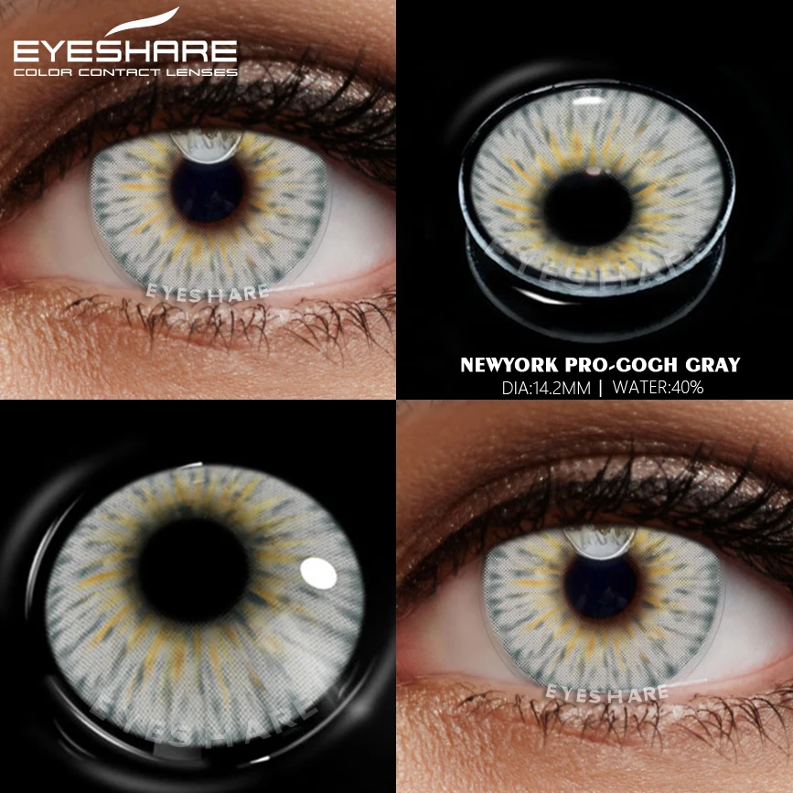 

EYESHARE 1Pair WARM GRAY NewYork PRO Series Cosplay Colored Contact Lenses for Eyes