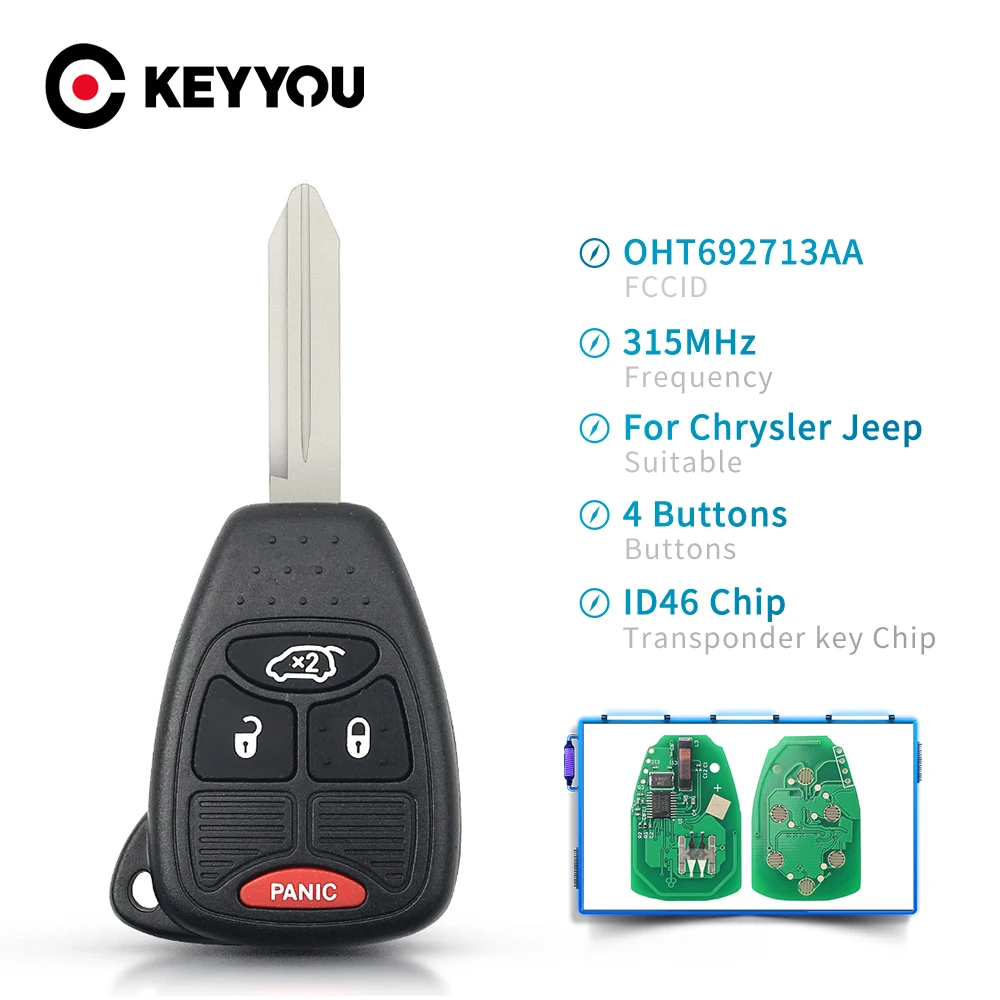 KEYYOU OHT692713AA для JEEP дистанционный Автомобильный ключ Dodge RAM Commander Compass Grand Cherokee Liberty