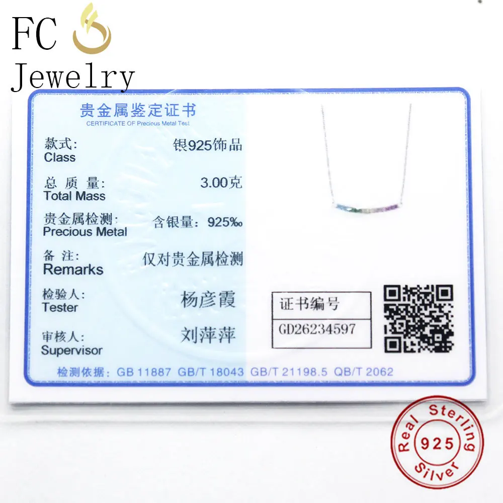 FC Jewelry 925 Sterling Silver Arc Bent Mix Color CZ Crystal Fashion Fits Women Ethnic Necklaces &amp Pendants Bohemian Choker 2018 |