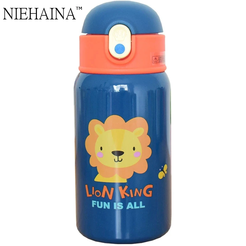 400 мл Детская кружка термос с соломой из нержавеющей стали в виде динозавра