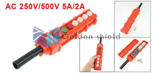 

COB 63BH Rain Proof Hoist Crane Pendant Pushbutton Switch 4-Way Emergency Stop