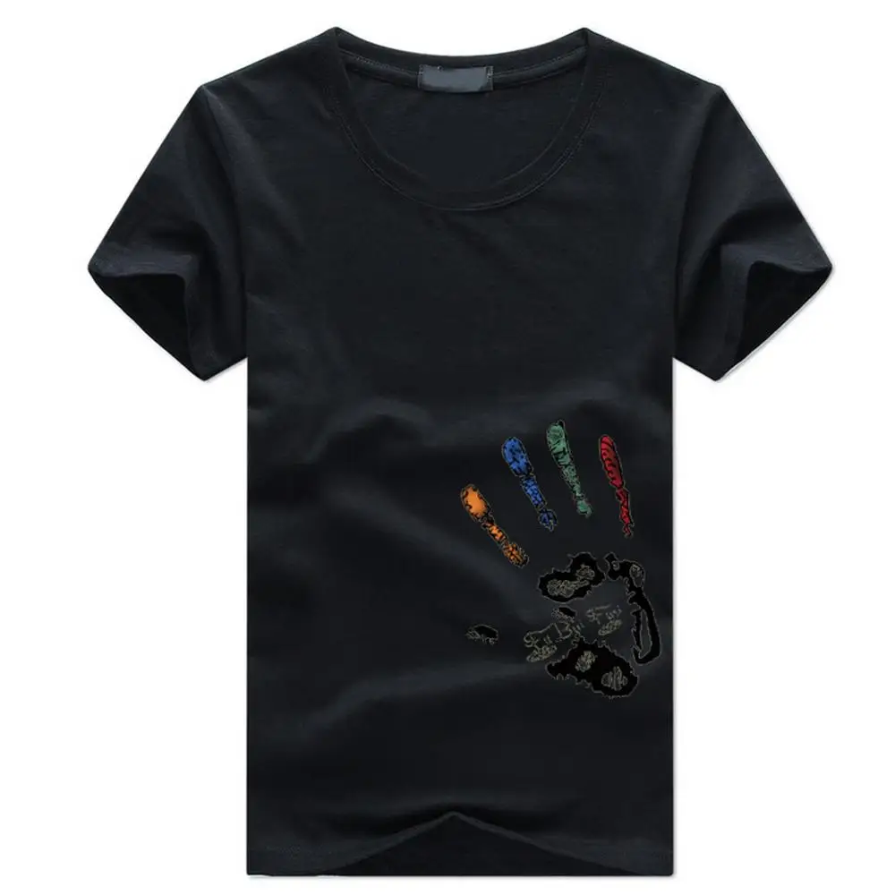 Черный High Quality Fashion Mens T Shirts Casual Short Sleeve T-shirt Mens Printed Casual Cotton Tee Shirt Summer Clothing 5XL - Цвет: Черный