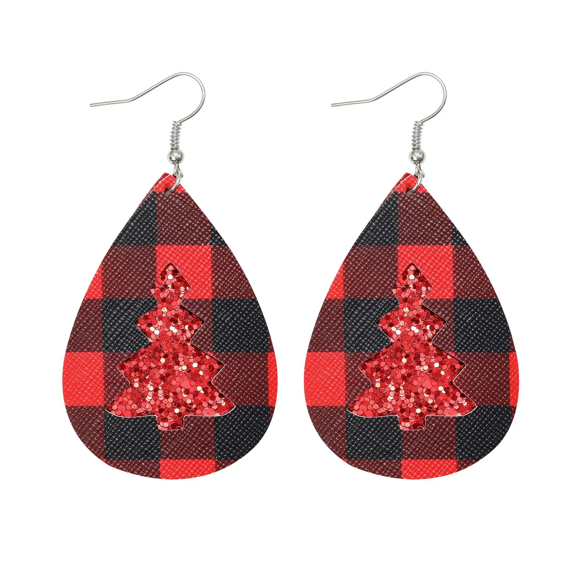 

New Multilayer Earrings Christmas Snowman Earrings Leaf Lattice Earrings Leather Earrings Women