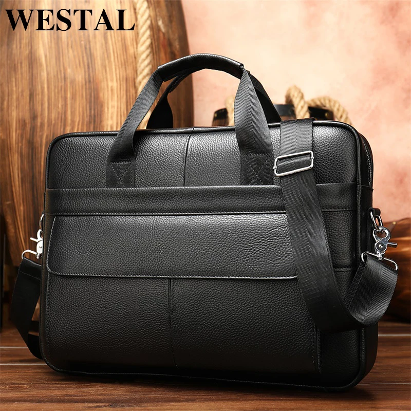 Кожаный портфель WESTAL сумка-мессенджер для ноутбука мужская t A4 мужской деловая
