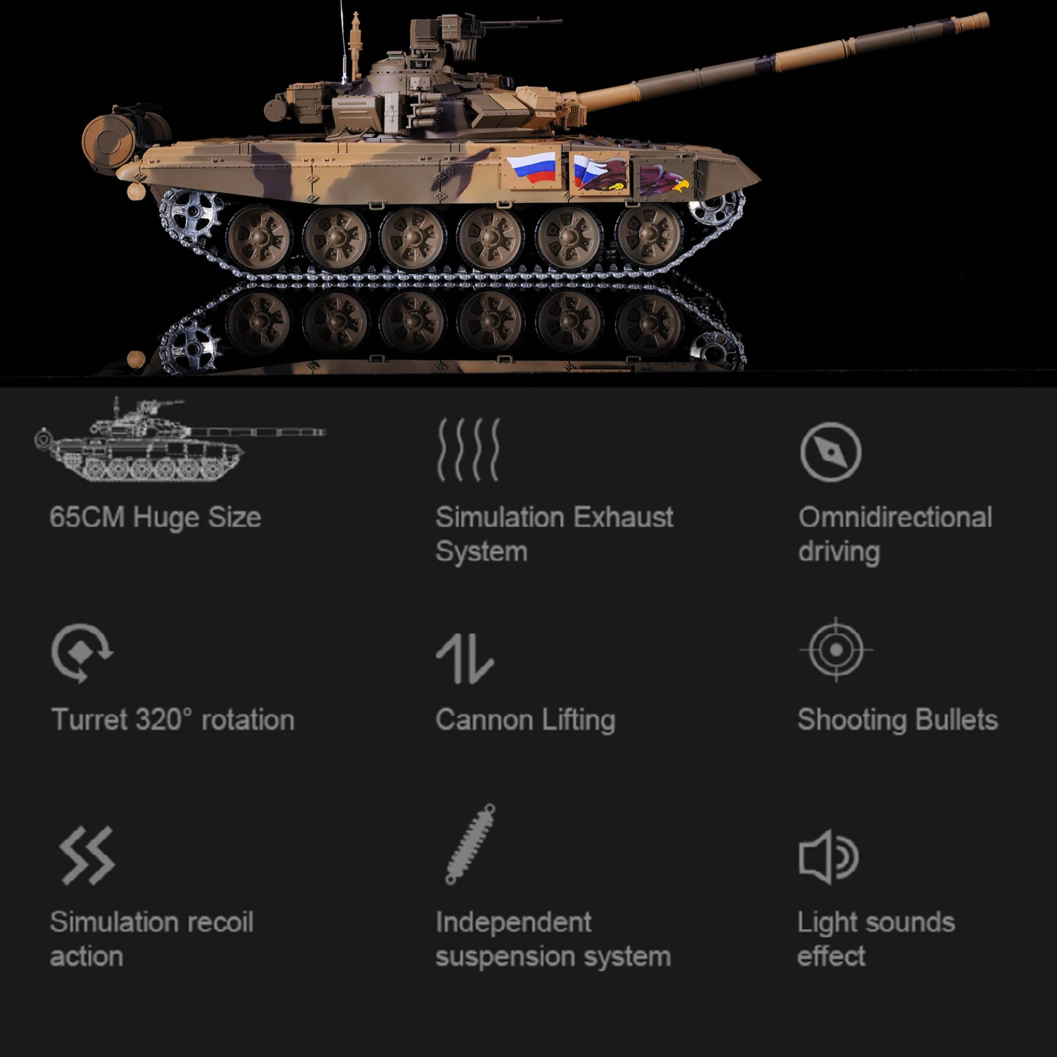 1/16 русский T90 2 4G RC главный боевой танк хобби военный WW2 армейские автомобили