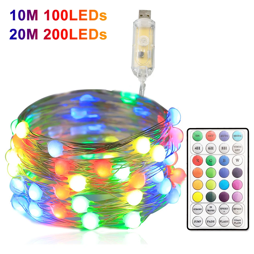 

RGBW Holiday LED Christmas Fairy Lights Outdoor 3M 10M 20M Led String Lights Decoration For Party Holiday Wedding Garland D30