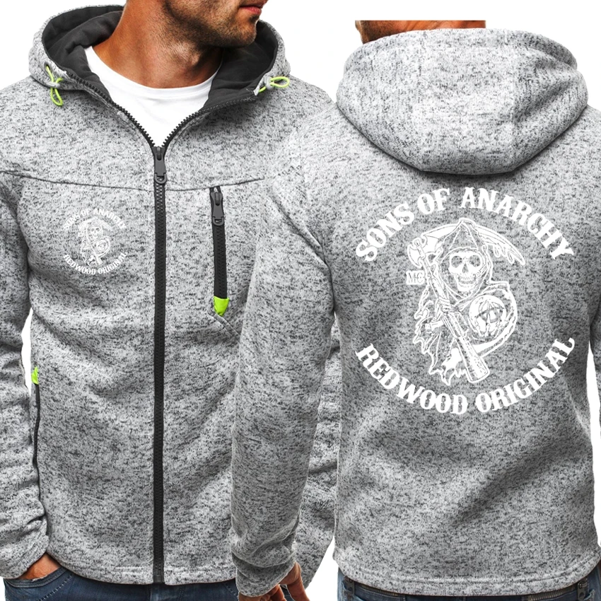 

New Sons Of Anarchy Spring Autumn Men's Hoodie Fashion High Quality Hooded Sweatshirts Jacket Zipper Clothing 3 Color