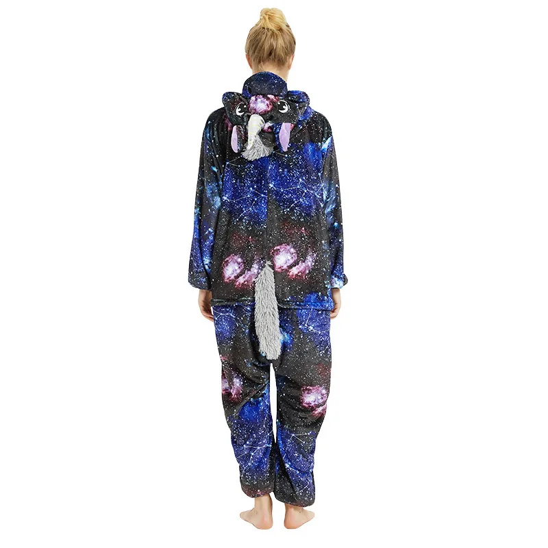 Новые фланелевые кигуруми Комбинезоны для взрослых с единорогом пижамные