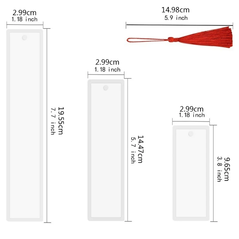 

Colorful Tassels Bookmark Resin Mould Rectangle Crystal Epoxy Resin Jewelry Mould with Tassel for DIY Craft Bookmark Making