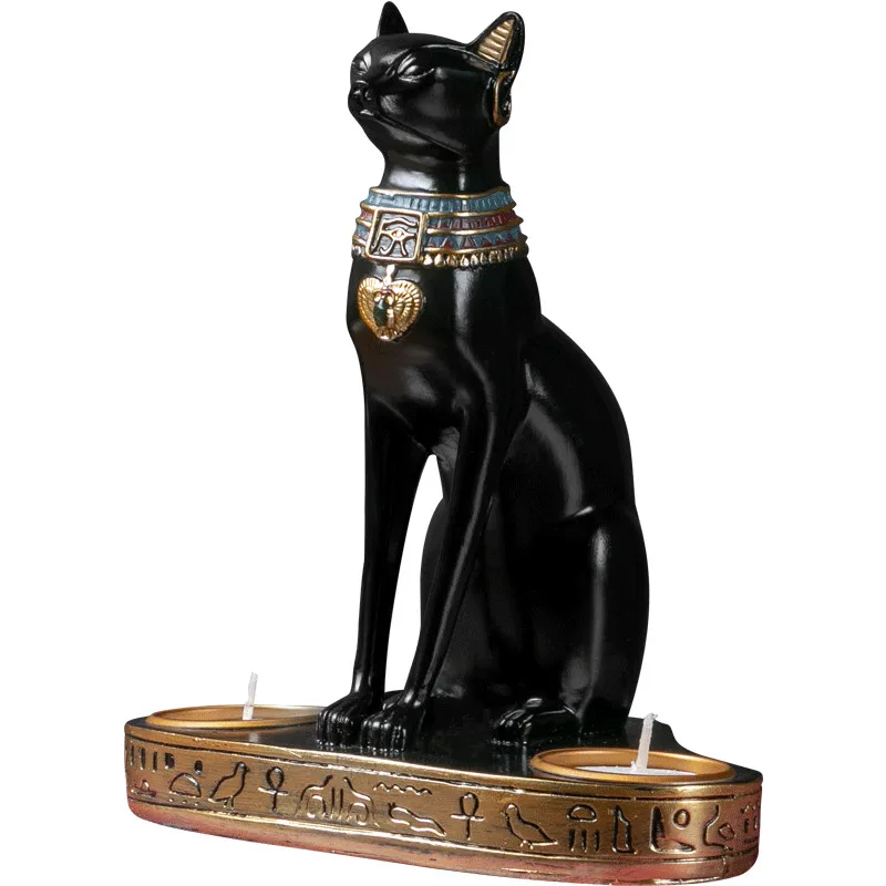 Американский Ретро египетский кот Подсвечник Статуя изделия из смолы литые