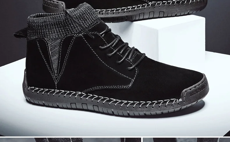 Зимние кожаные повседневные мужские ботинки; Botines Hombre Botas Masculina Bot Erkek Buty Zimowe Stivaletti Uomo; плюшевый мех