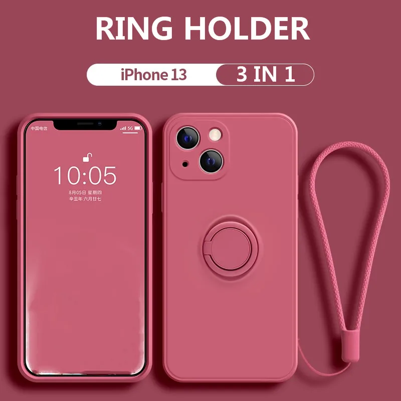 

Soft Liquid Silicon Case For Xiaomi 11 Redmi Note 10 9 8 7 Pro 9S 9A K30 Mi 10 T CC9Pro 9 8 Note 10 Lite Ring Holder Strap Cover