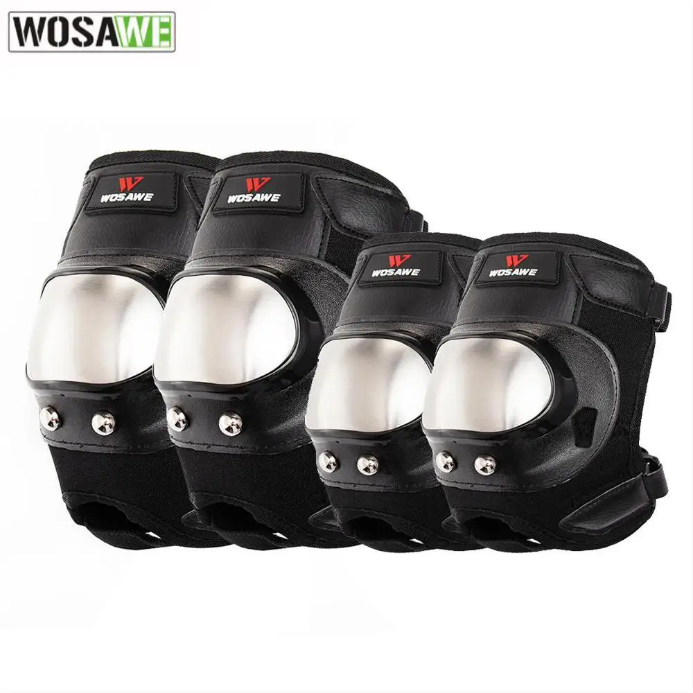 

WOSAWE Adjustable Adult Cycling Knee Protector Motorcycle Motocross Riding Cycling Skating Ski Knee Pads Black Brace Support