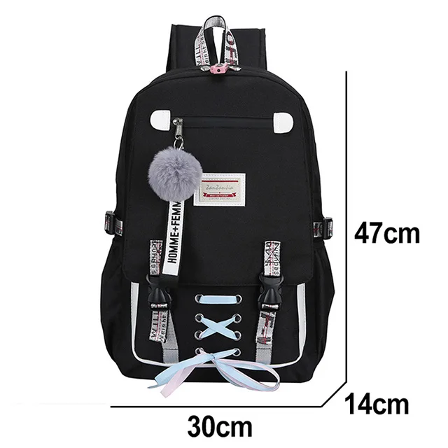 5 шт./компл. холст школьный рюкзак Mochila Feminina рюкзак Для женщин, женский рюкзак, школьные сумки для девочек подростков рюкзак школьная сумка - Цвет: 123-658black