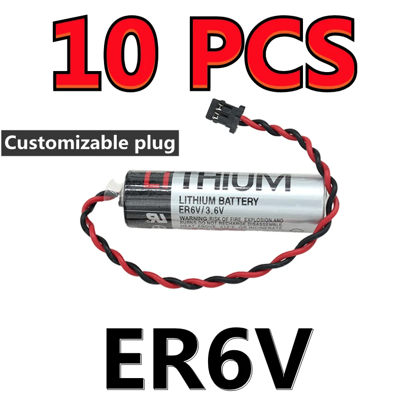 Оригинальный новый аккумулятор PLC ER6V ER6VC119A 3,6 в 2000 мАч с черным разъемом (настраиваемый штекер), 10 упаковок