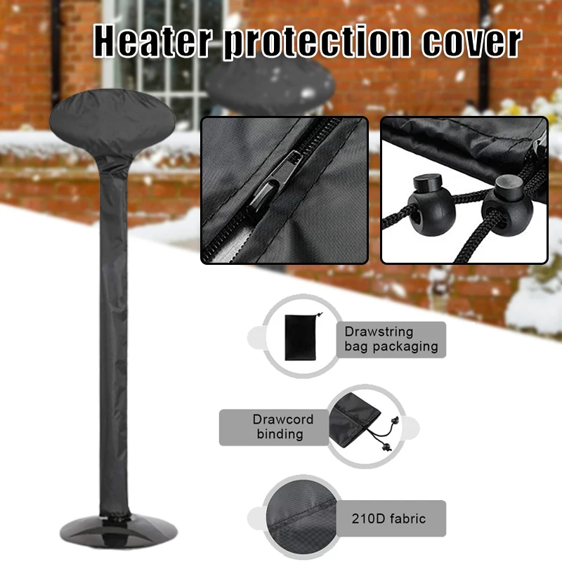 

1PC Outdoor Heater Cover with Zipper Drawstring Full Covered Heater Waterproof Protective Cover for Standup Heater