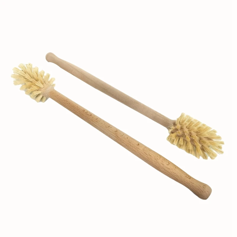 

Toilet Brush, 2 Pack Wood Toilet Brush Made of Beechwood, Strong Hemp Bristles with 360 Cleaning Power