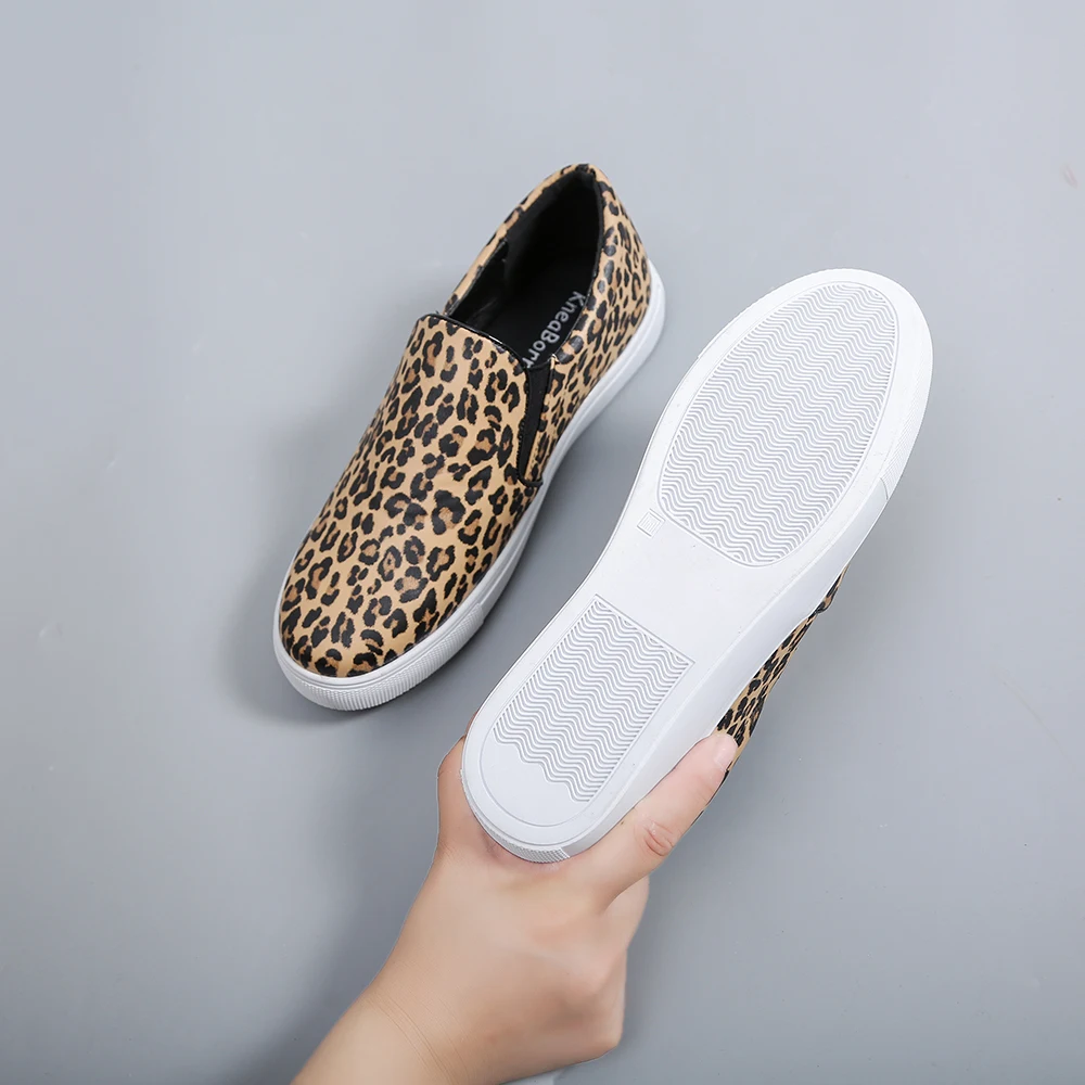 Туфли LAASIMI женские леопардовые модные лоферы без застежки Повседневные балетки