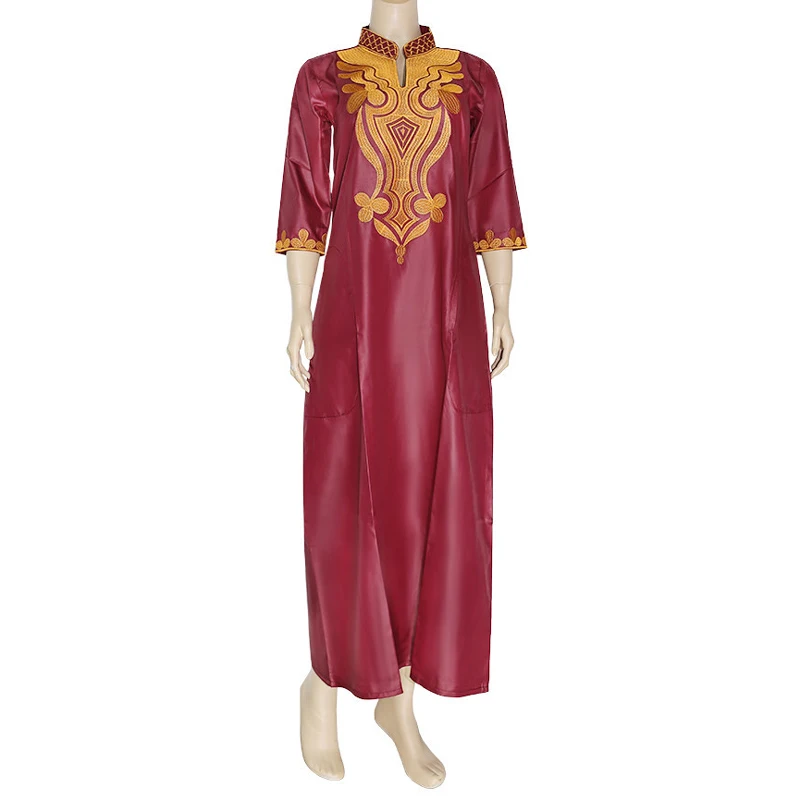 

African Muslim Dress for Women Traditional Wax Bazin Riche Robe Ankara Kaftans Bubu Dress Woman Embroidery Africa Dresses Women