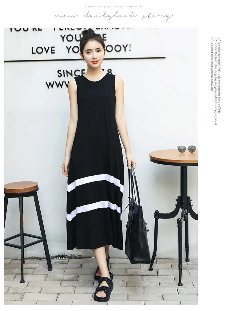 Ночная рубашка женская хлопковая без рукавов в полоску стиле пэчворк | Женская