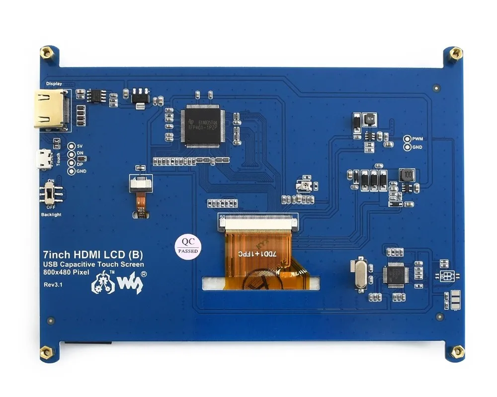 800*480 7-дюймовый емкостный сенсорный ЖК-экран типа B для Raspberry Pi BB черный
