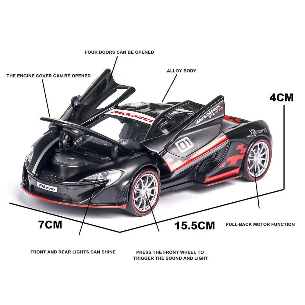 Модель гоночного автомобиля RCtown 1:32 из сплава с функцией светового звука для McLaren
