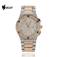 watch quartz gold hip hop watch band stainless steel wristband clock hours