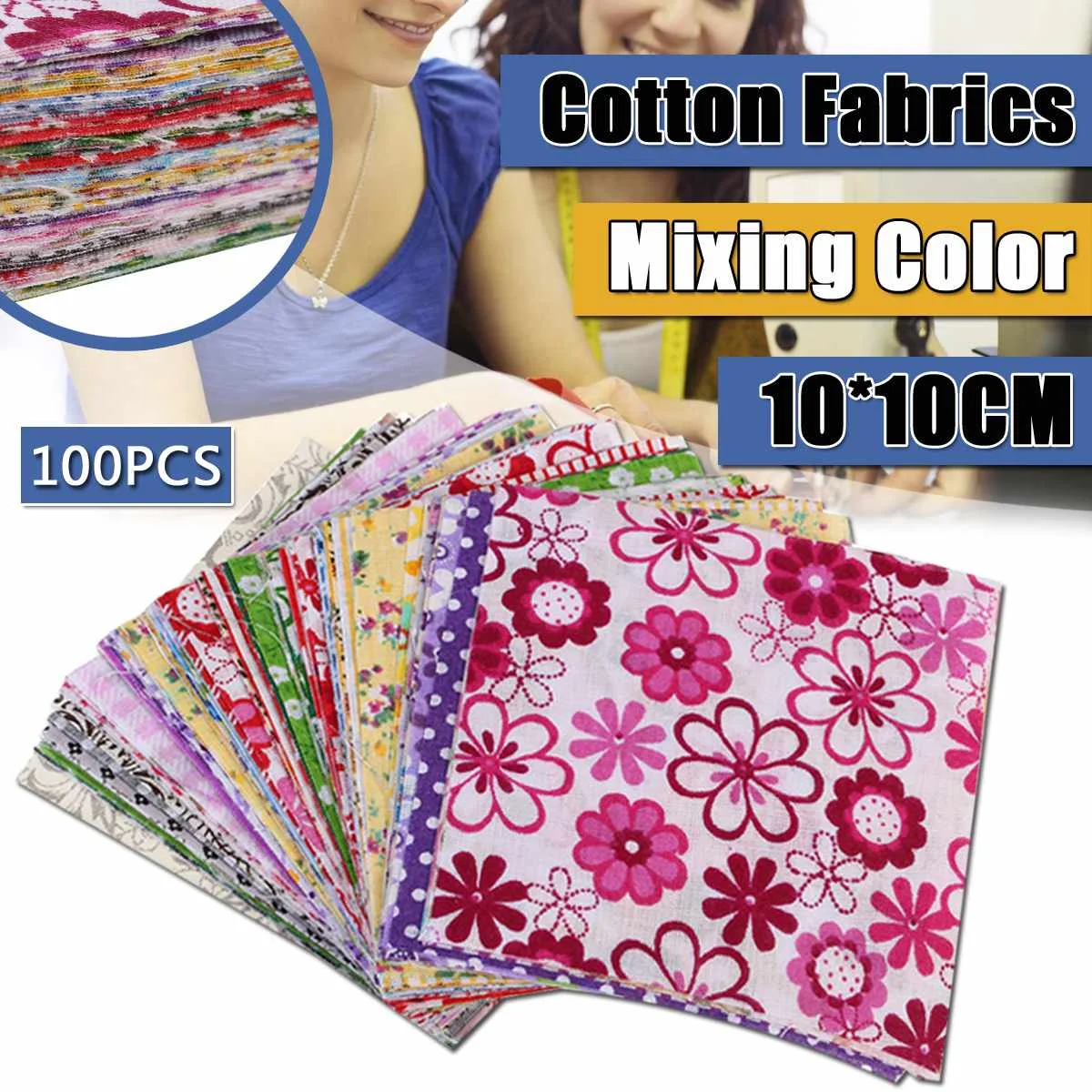 

100PCS DIY Sewing Cloth Assorted Pre-Cut Square Bundle Charm Cotton Floral Quilt Fabric Patchwork Fabric