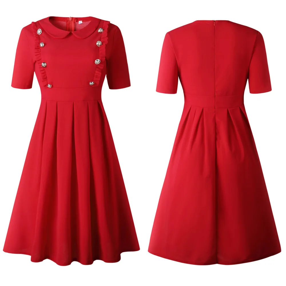 dress Однотонные африканские платья для женщин африканская одежда красные, синие, черные, зеленые Дашики Анкара Платье Ropa Dama Кнопка африканская одежда - Цвет: dress