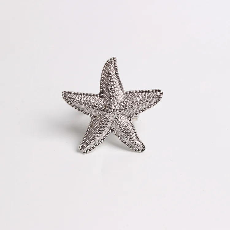 

6pcs Metal plating gold marine series starfish napkin ring wedding napkin buckle paper towel holder