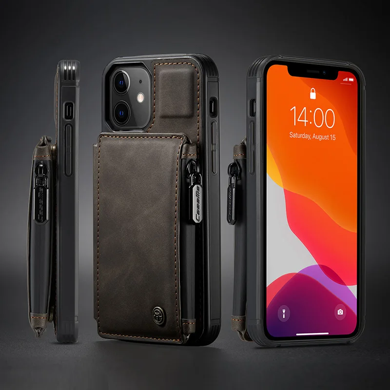 Роскошный чехол бумажник с откидной крышкой для IPhone 11 12 Pro Max 7 8 Plus кожаный
