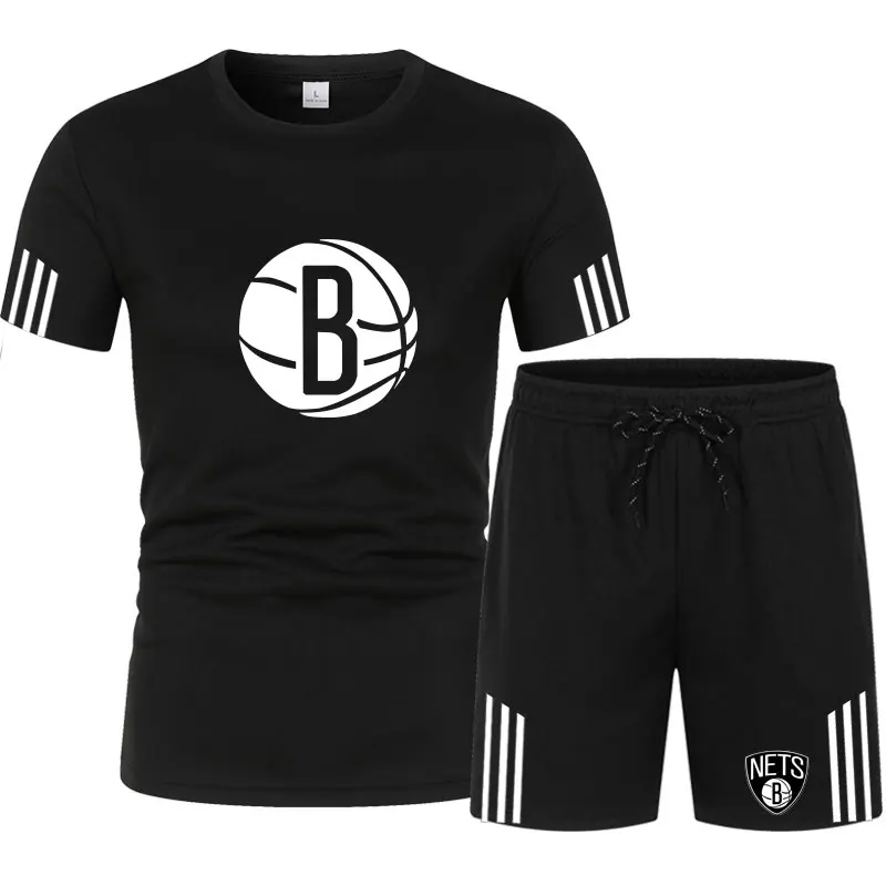 

Men's Sports Shirt T-shirt + Shorts Suit Running Fitness Suit Men's Swimwear Beach Pants LOGO Printing Custom Pure Cotton