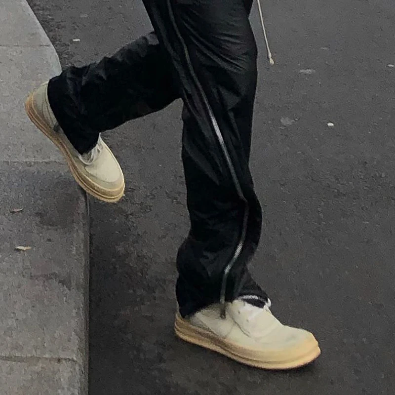 Брюки мужские в стиле Харадзюку с боковой молнией и кулиской спортивные штаны