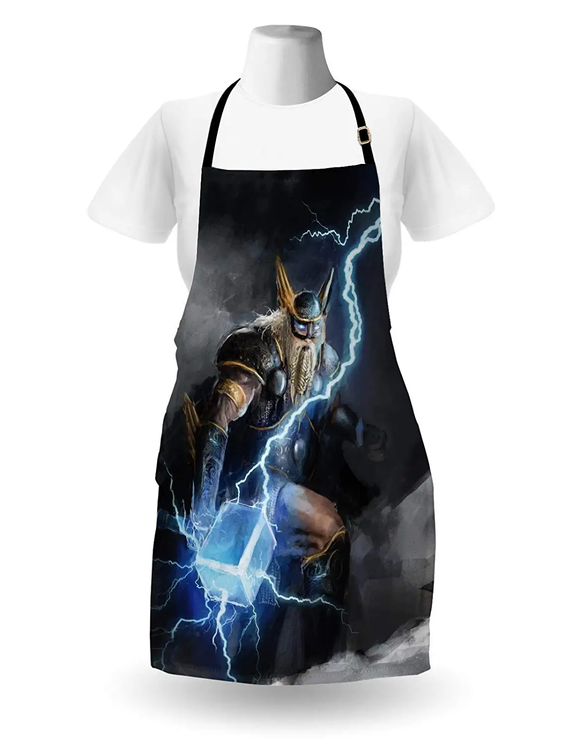 Viking Apron Thor Mjolnir Climbing on a Mountain Bringer of The Thunderstorm Artwork Women Men Kids Cooking Baking Kitchen Bib | Дом и сад