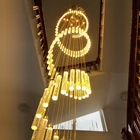 Новая светодиодный Люстра Золотой дуплекс чердак гостиная лестница длинная Хрустальная Люстра лестница отеля Украшение подвеска