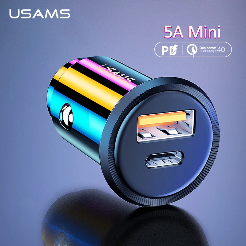 Автомобильное зарядное устройство USAMS 5A для iPhone 11 Xiaomi Huawei Mate 30 pro SCP QC4.0 QC3.0