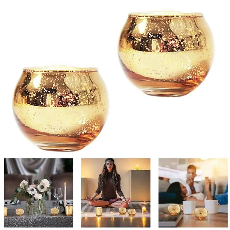 

12 PCS Mercury Glass Candle Holders Votive Tealight Candlestick Wedding Centerpieces Parties Home Decoration Gift