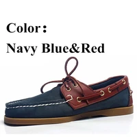 men genuine nubuck leather docksides boat shoesmen designer sneakers for hommme femme navy blue brown hombre loafers y050