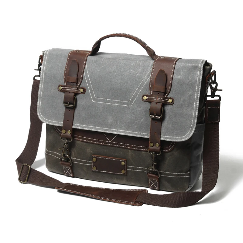 Вощеная холщовая сумка-мессенджер водонепроницаемая кожаная мужская сумка