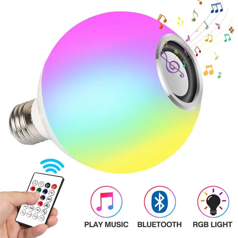 Умный E27 RGB белый Bluetooth динамик Светодиодная лампа Регулируемая музыкальная