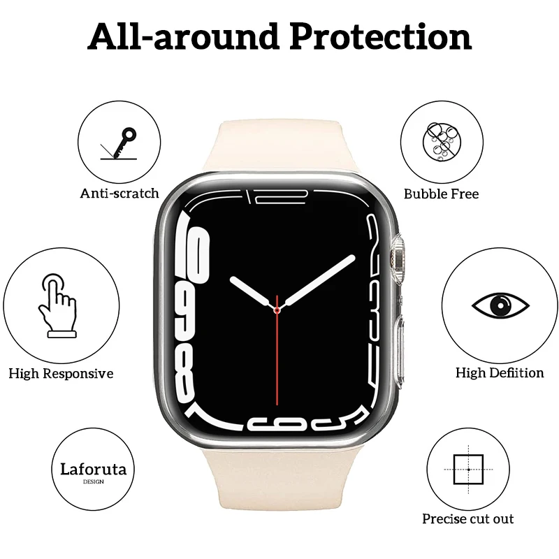 Чехол с полным покрытием для Apple Watch series 7 чехол из ТПУ бампер мягкая рамка защитой