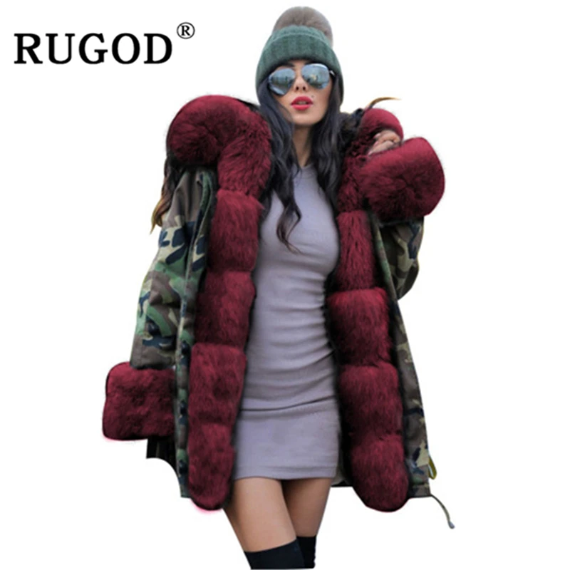RUGOD/винтажное камуфляжное хлопковое пальто с капюшоном женское модное зимнее