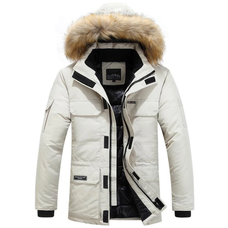 

Winter Jackets Men Fur Warm Thick Cotton Multi-pocket Hooded Parkas Mens Casual Fashion Warm Coats Plus Size 5XL 6XL