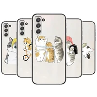 funny cartoon cat phone cover hull for samsung galaxy s8 s9 s10e s20 s21 s5 s30 plus s20 fe 5g lite ultra black soft case
