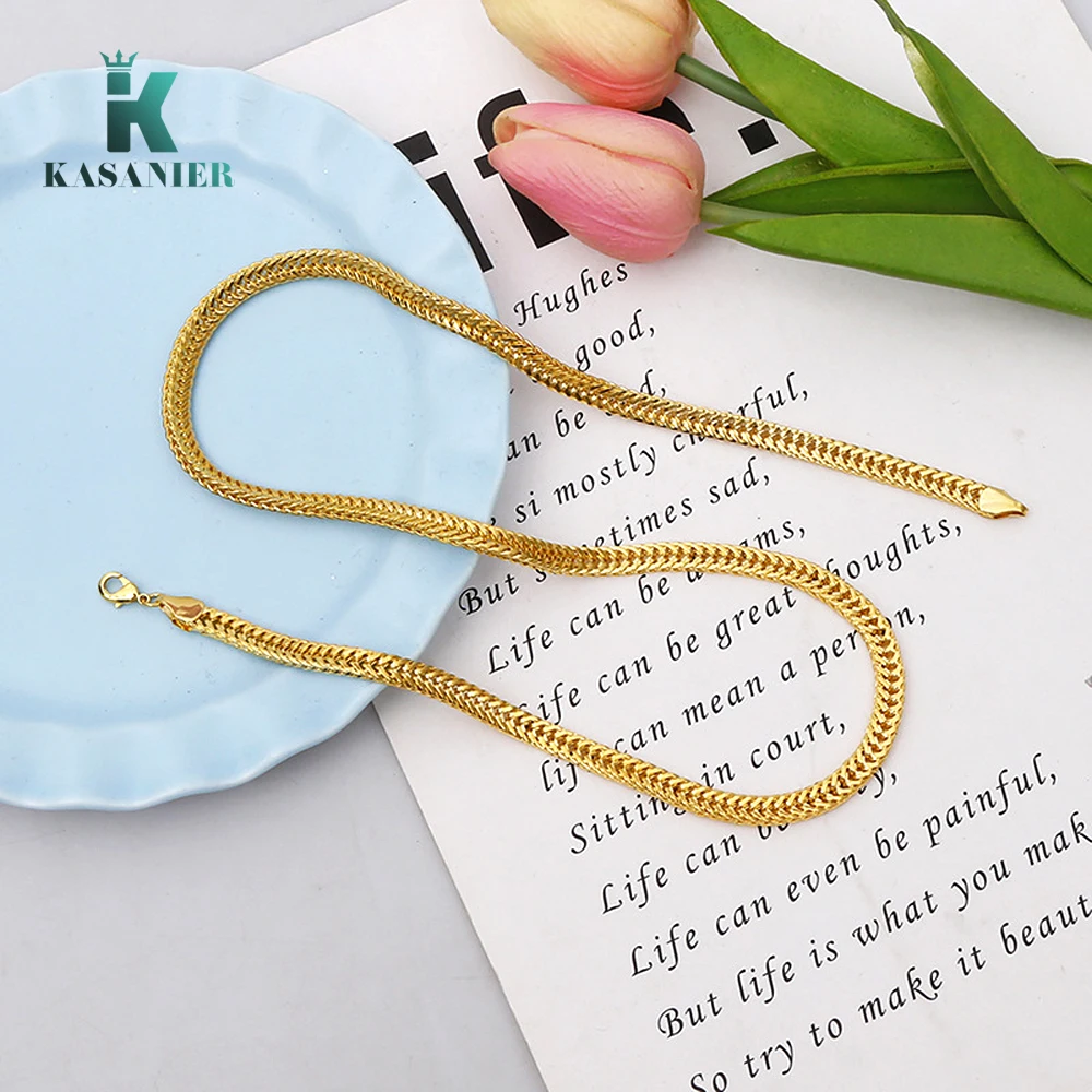 Мужское ожерелье в виде змеи 10 шт. ширина 6 мм золото 24 К модное панцирное с