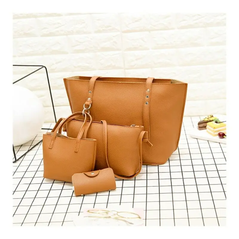 Женская модная кожаная сумка 4 шт./компл. модный рюкзак для девочек подростков на